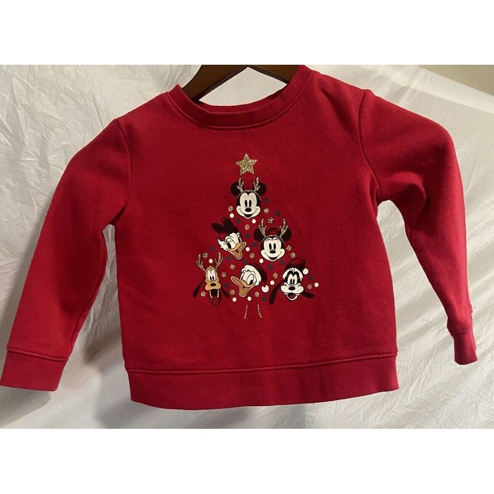 Toddler Disney Mickey‎ & Friends Holiday Graphic Red Sweatshirt- Size 4T